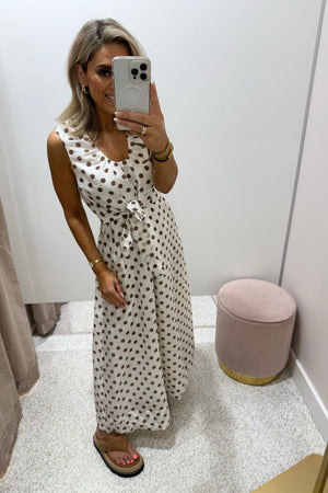 Chosen By Fifi & Annie The Audrey Polka Midi Dress | White Polka