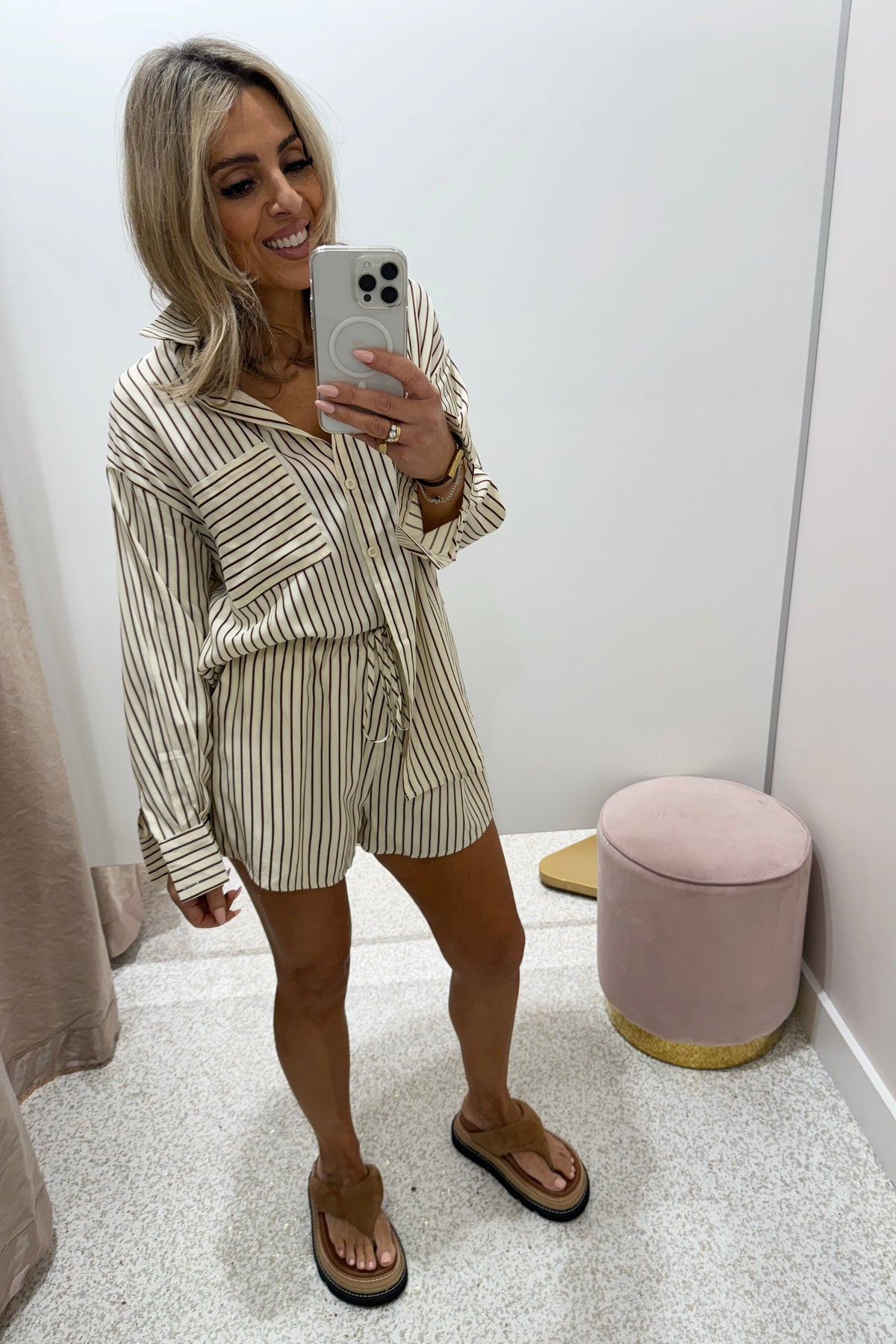 Chosen By Fifi & Annie The Taranto Shirting Set | Butter/Brown