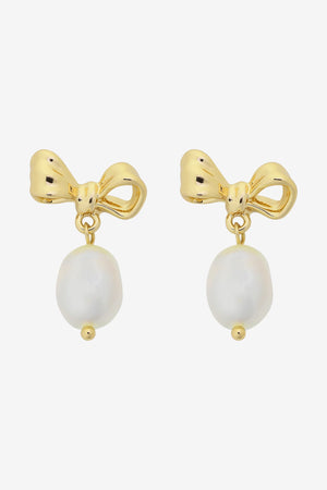 Liberte Alice Bow Pearl Earring | Gold