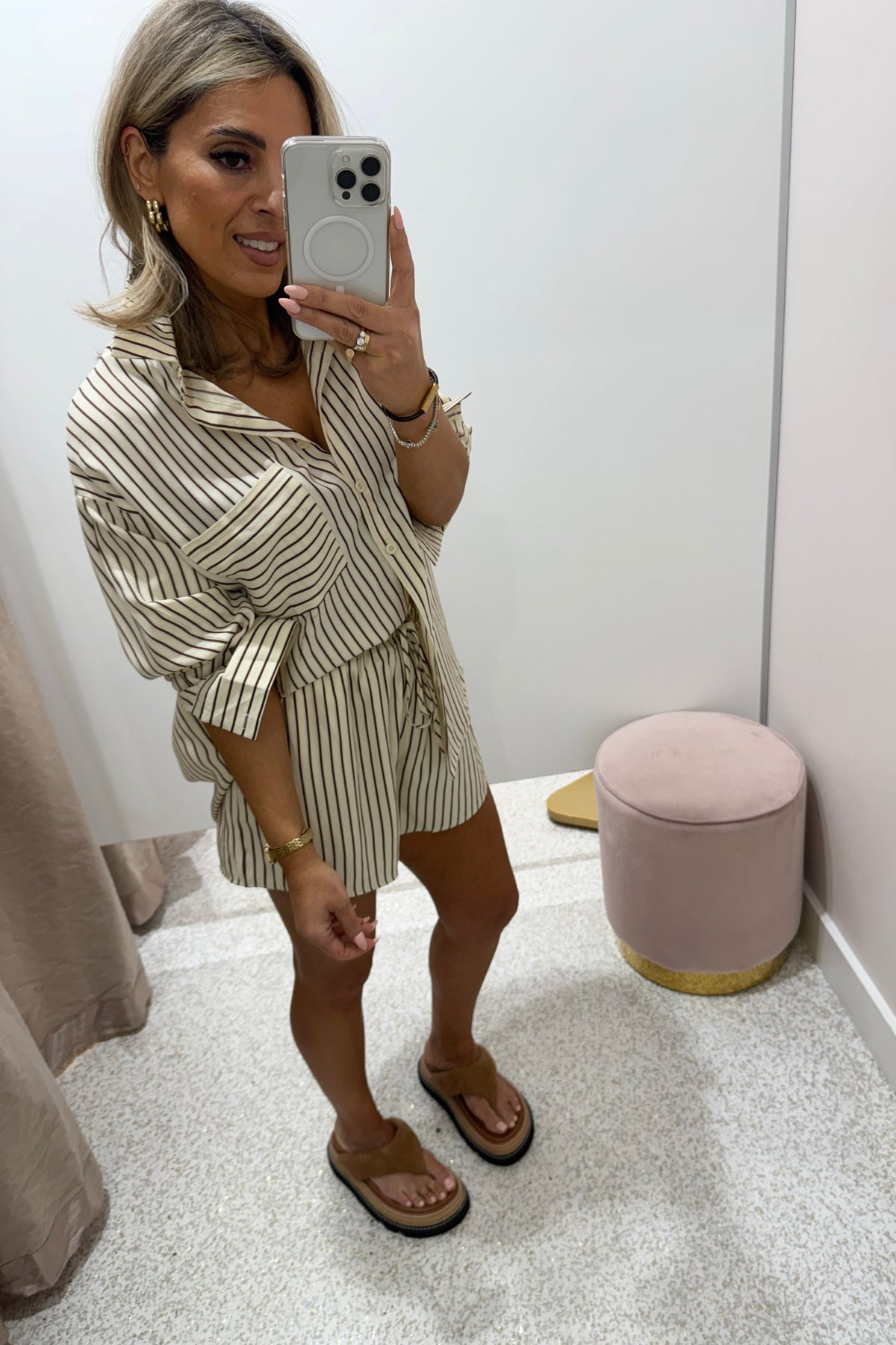 Chosen By Fifi & Annie The Taranto Shirting Set | Butter/Brown