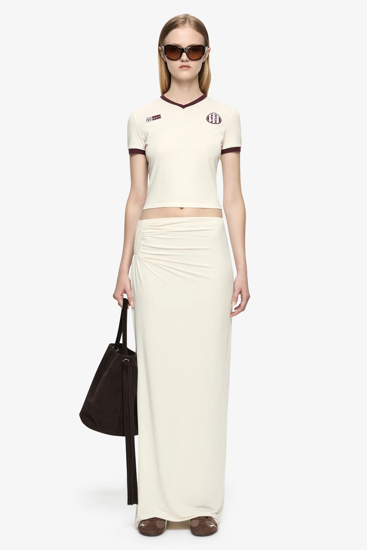 Bec + Bridge Solara Tee | Ivory / Plum