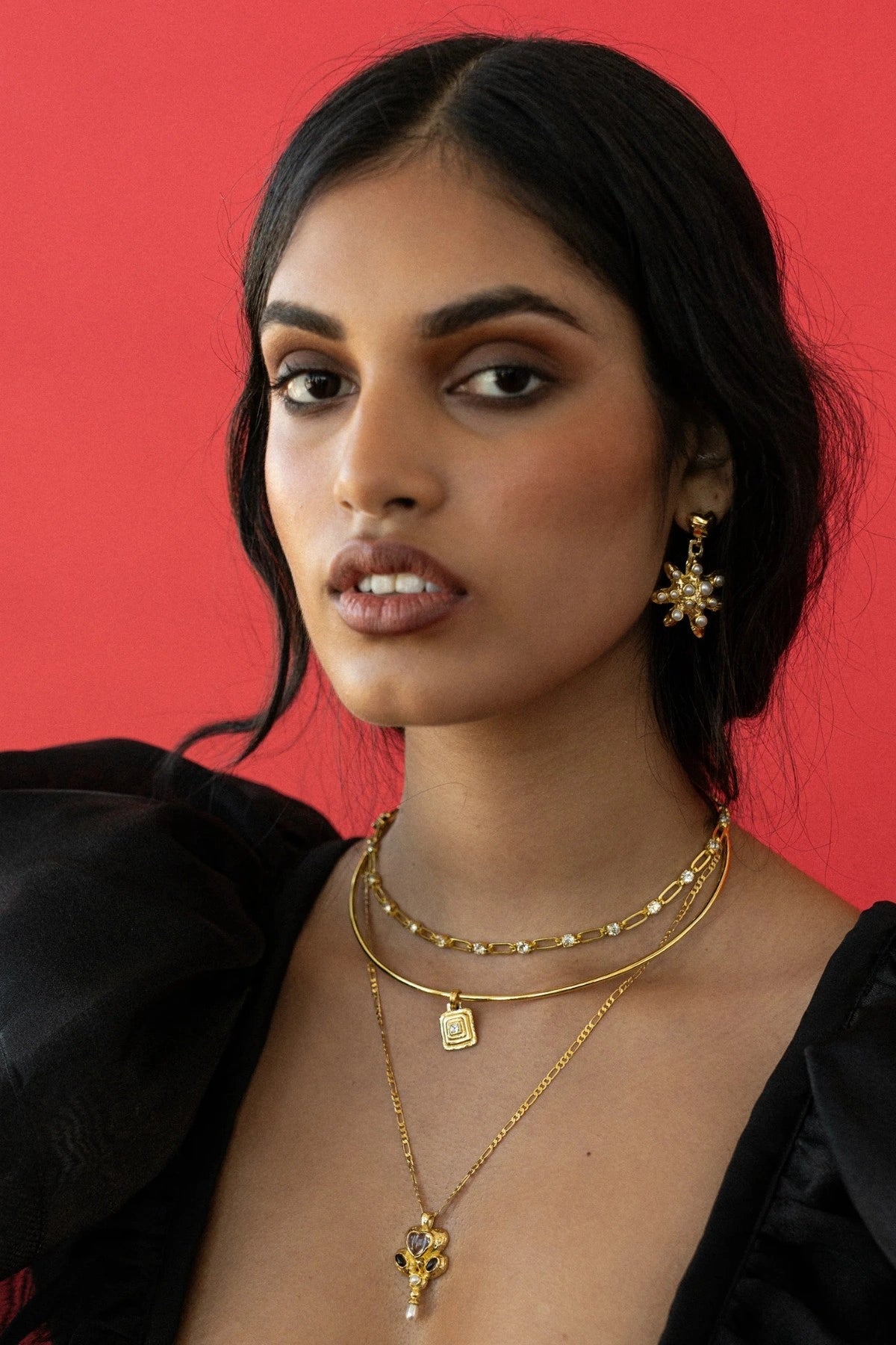 Mountain & Moon Pari Earrings | Gold