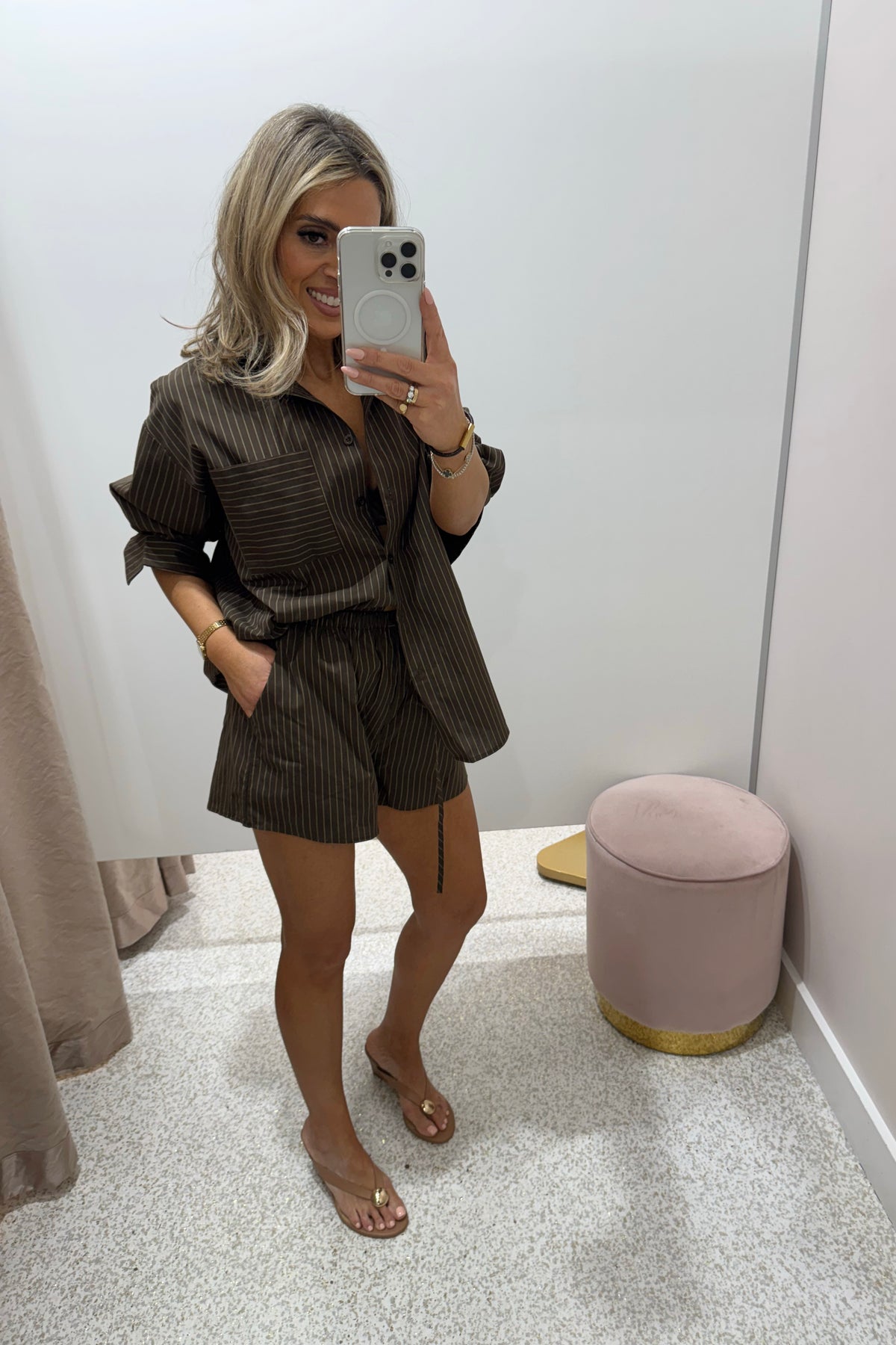 Chosen By Fifi & Annie The Taranto Shirting Set | Chocolate Stripe