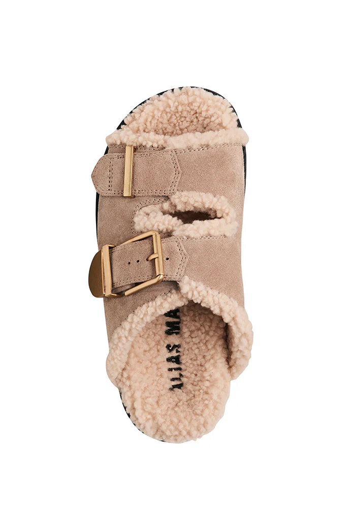 Alias Mae Panama Slide | Natural Suede/Shearling