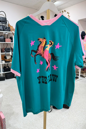 Chosen By Fifi & Annie The Giddy Up Santa Tee | Teal
