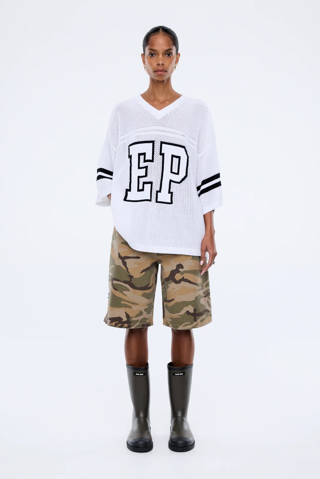 Ena Pelly Haper Crochet Jersey Tee | Vintage White