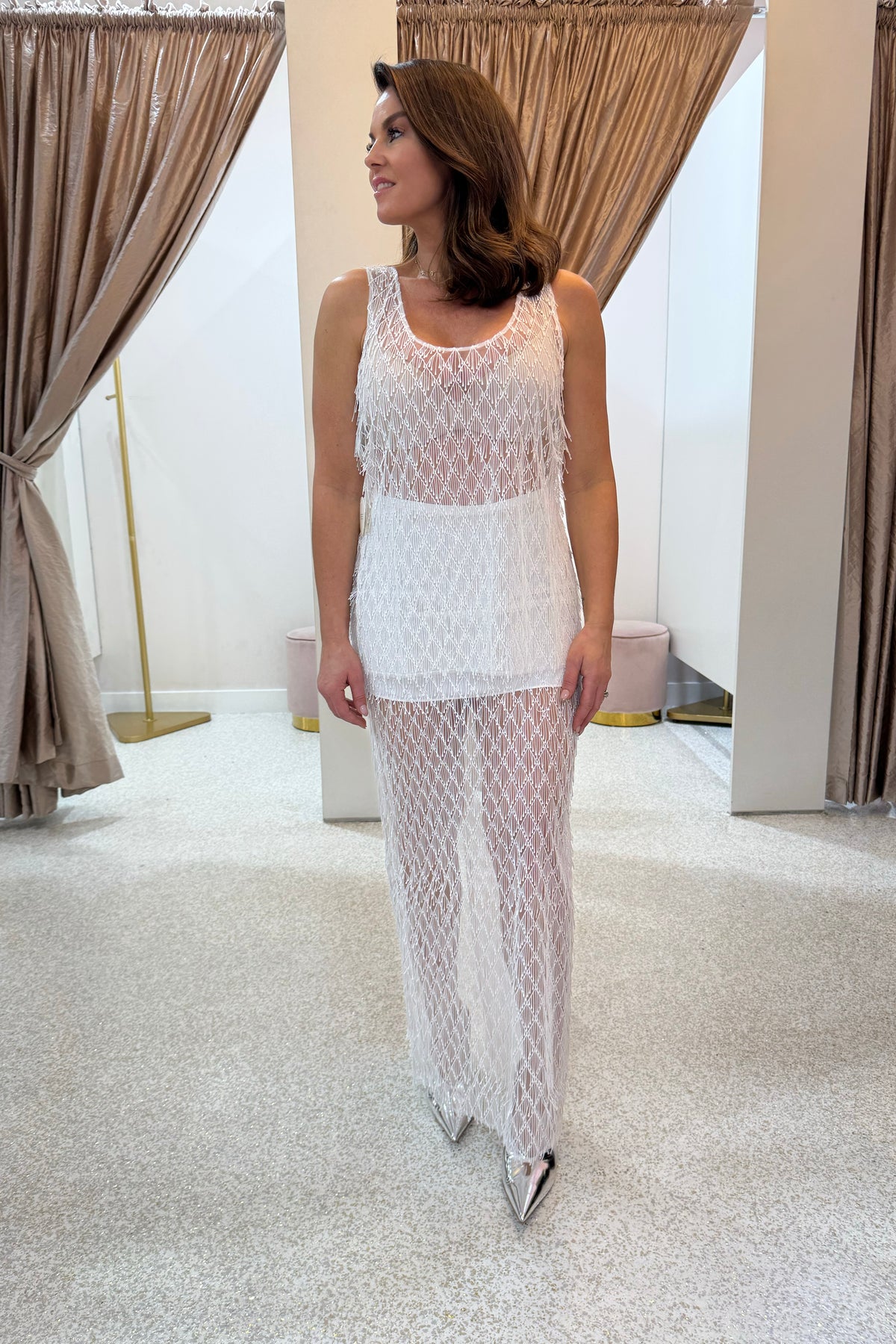 Shona Joy Talita Fringe Maxi Skirt | Ivory
