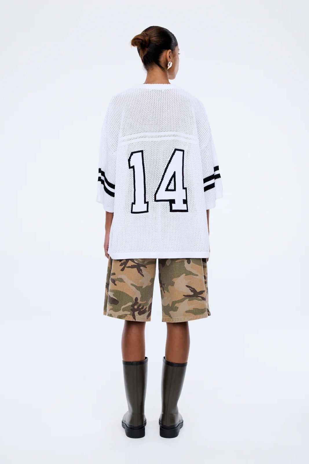 Ena Pelly Haper Crochet Jersey Tee | Vintage White