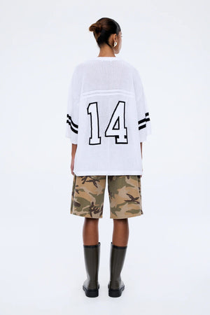 Ena Pelly Haper Crochet Jersey Tee | Vintage White