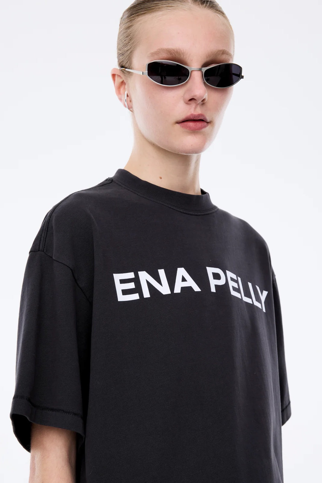 Ena Pelly Chloe Oversized Core Logo Tee | Vintage Black