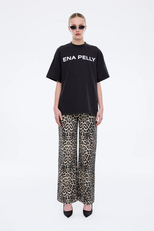 Ena Pelly Chloe Oversized Core Logo Tee | Vintage Black