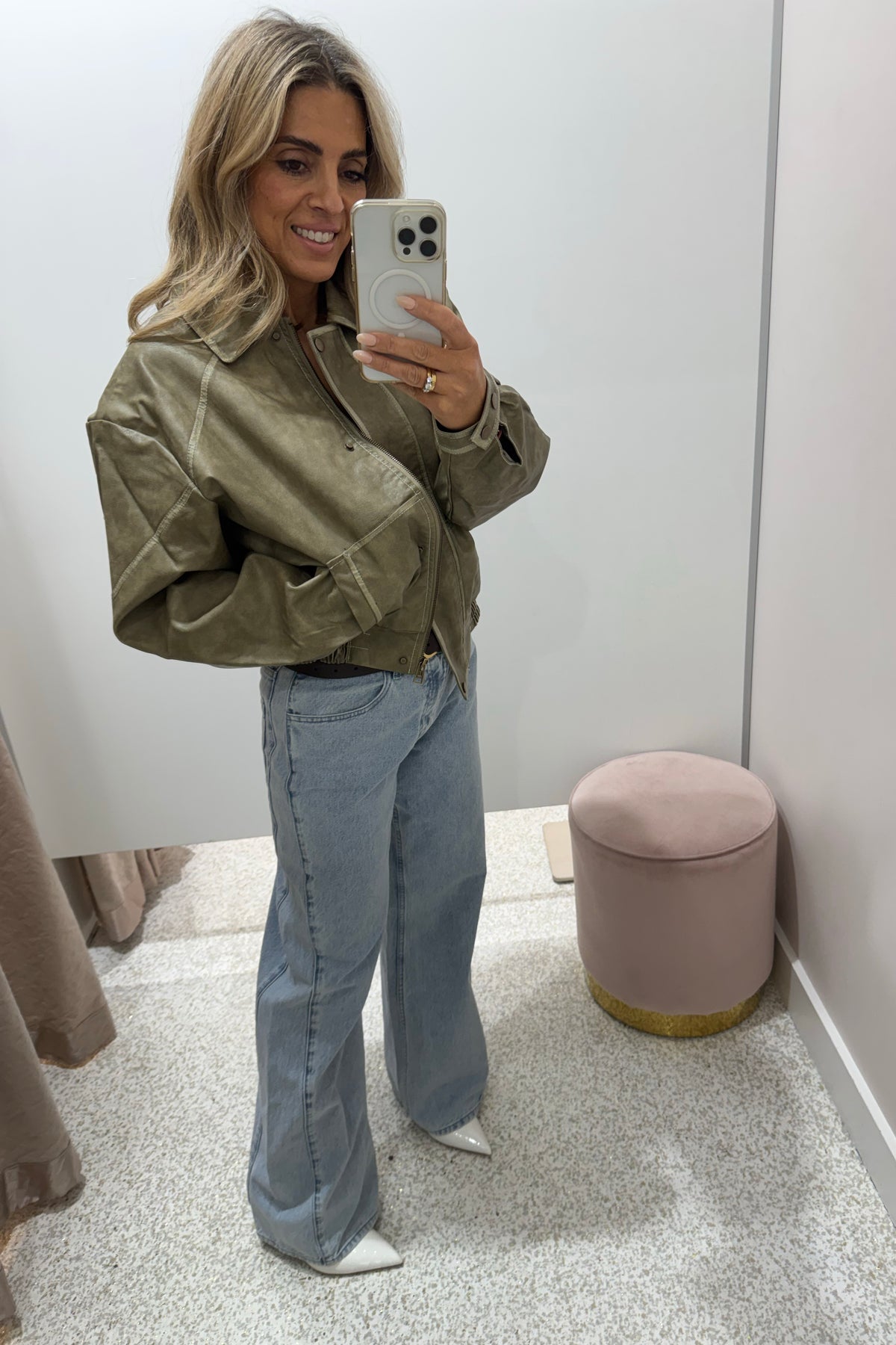 Chosen By Fifi & Annie The Vintage Faux Leather Bomber Jacket | Moss || BEST SELLER RESTOCKED PRE-ORDER ETA 9/05/2026