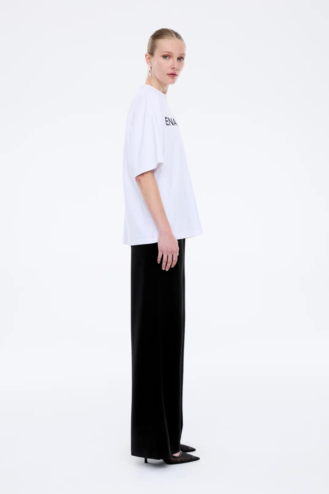 Ena Pelly Chloe Oversized Core Logo Tee | White