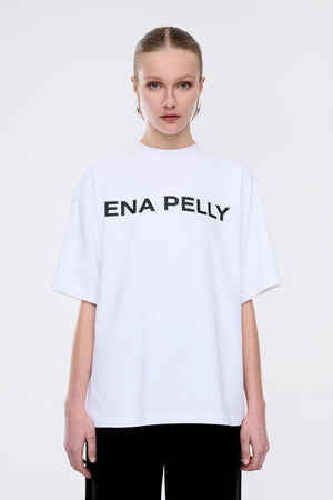 Ena Pelly Chloe Oversized Core Logo Tee | White
