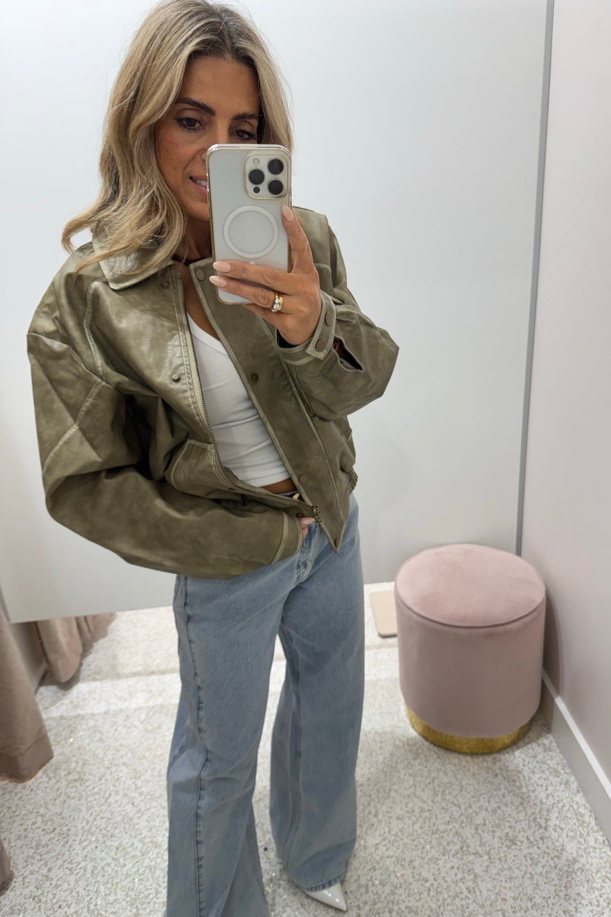Chosen By Fifi & Annie The Vintage Faux Leather Bomber Jacket | Moss || BEST SELLER RESTOCKED PRE-ORDER ETA 9/05/2026