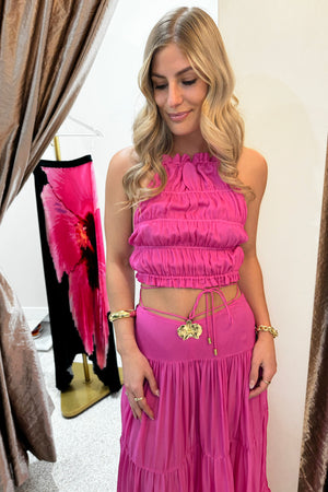 Cin Cin Spice Ruched Top | Fuchsia
