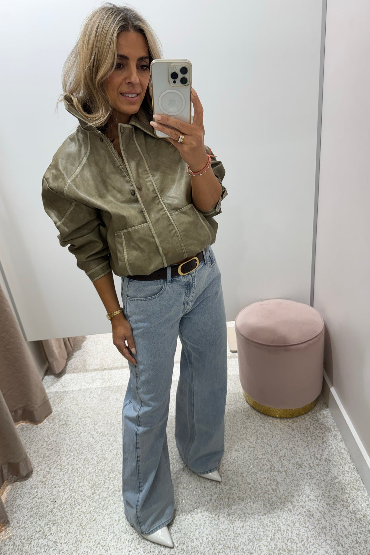 Chosen By Fifi & Annie The Vintage Faux Leather Bomber Jacket | Moss || BEST SELLER RESTOCKED PRE-ORDER ETA 9/05/2026