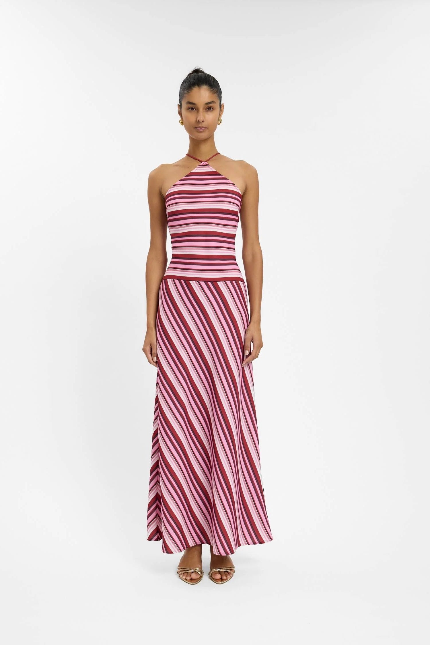 By Harper Lu Halter Maxi Dress | Magenta Stripe