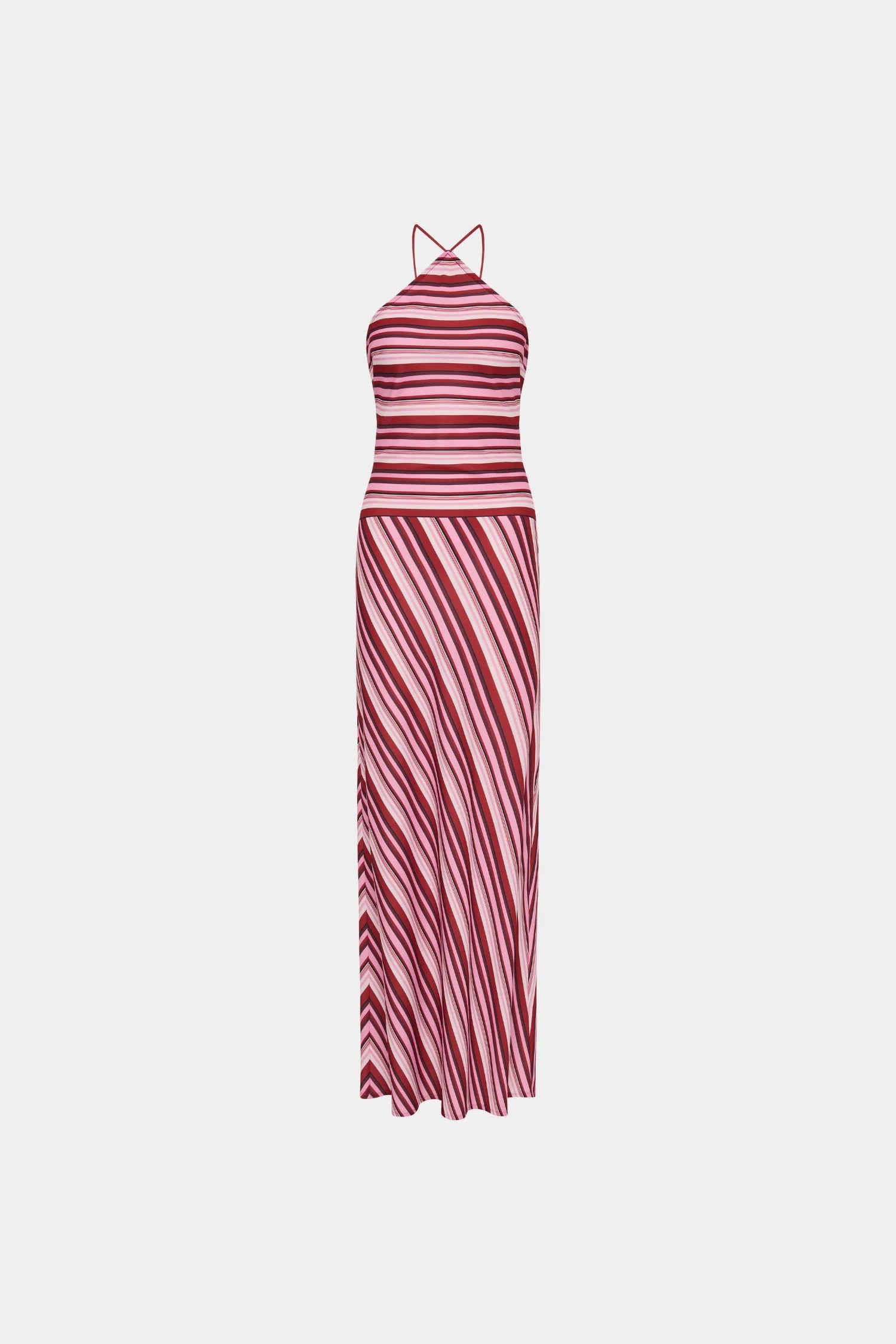 By Harper Lu Halter Maxi Dress | Magenta Stripe