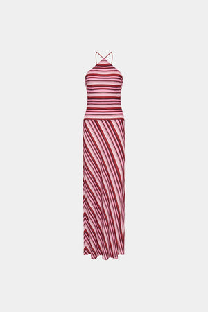 By Harper Lu Halter Maxi Dress | Magenta Stripe