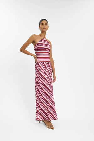 By Harper Lu Halter Maxi Dress | Magenta Stripe