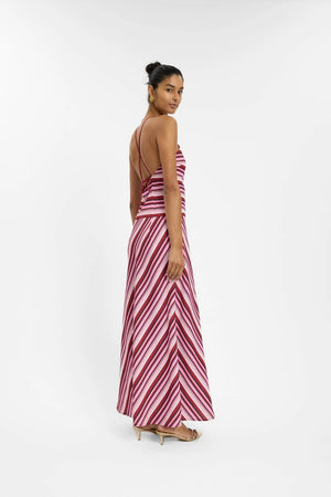 By Harper Lu Halter Maxi Dress | Magenta Stripe