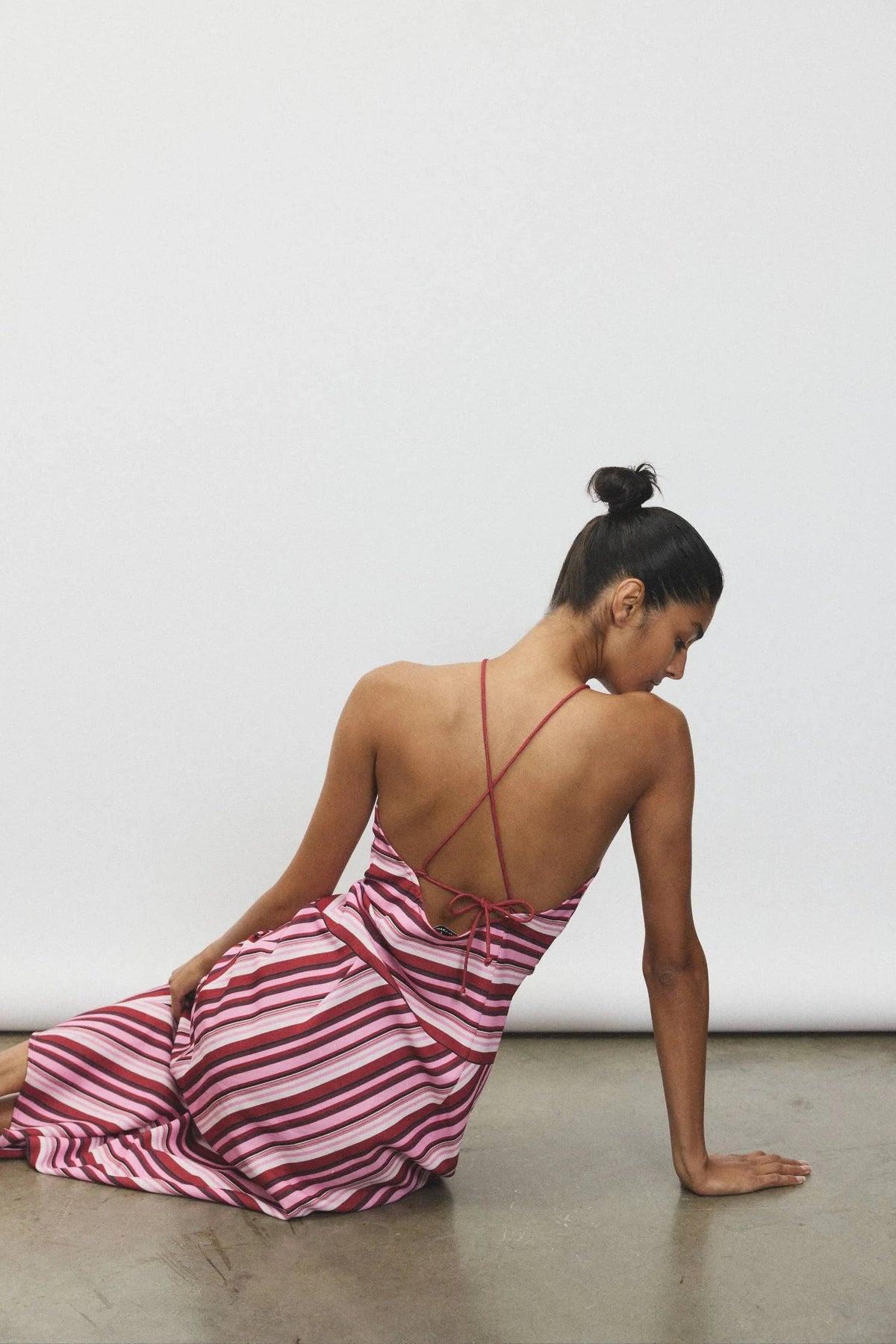 By Harper Lu Halter Maxi Dress | Magenta Stripe