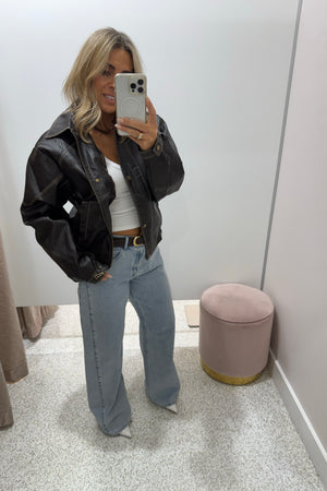 Chosen By Fifi & Annie The Vintage Faux Leather Bomber Jacket | Chocolate || BEST SELLER RESTOCKED