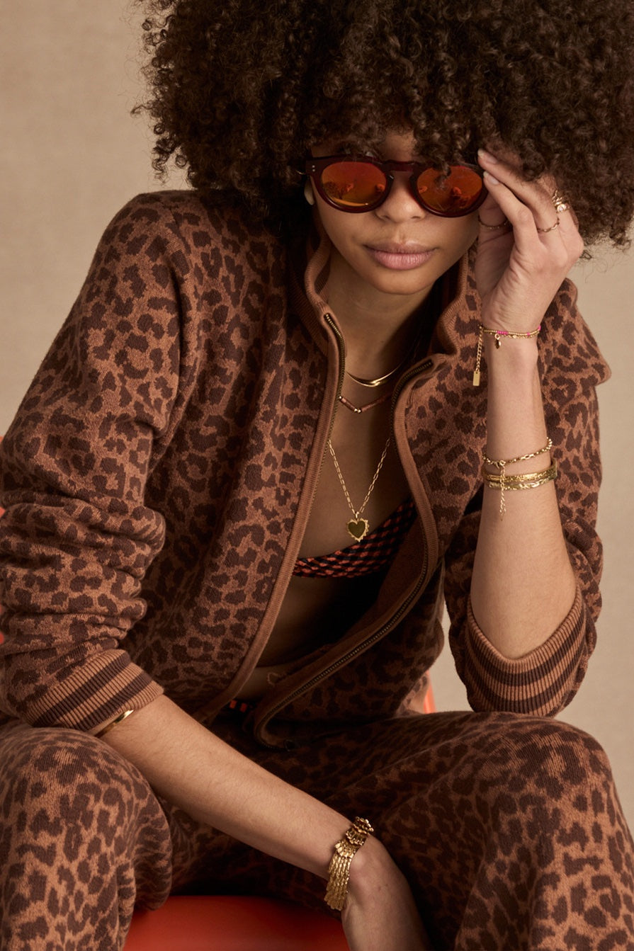 The Upside Malawi Margot Knit Jacket | Leopard || PRE-ORDER ETA 17/01/2028