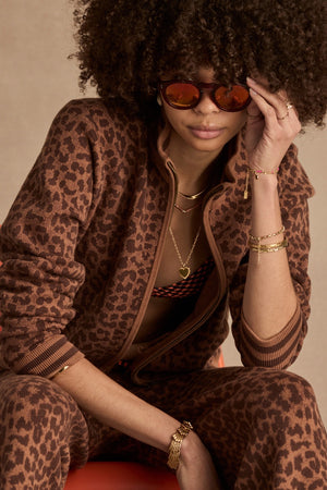 The Upside Malawi Margot Knit Jacket | Leopard || PRE-ORDER ETA 17/01/2028