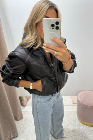 Chosen By Fifi & Annie The Vintage Faux Leather Bomber Jacket | Chocolate || BEST SELLER RESTOCKED