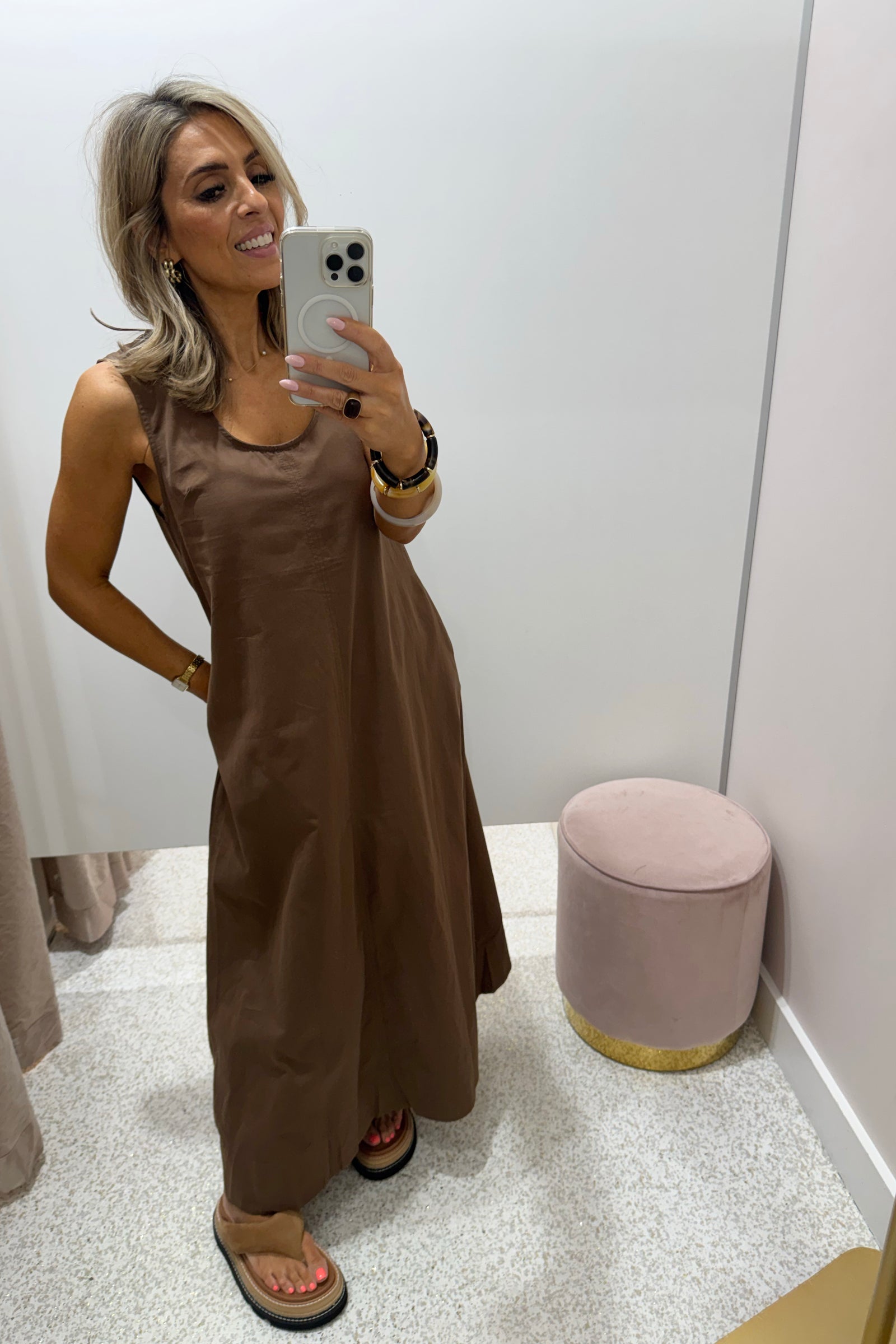 Chosen By Fifi & Annie The Luella Cotton Swing Dress | Chocolate