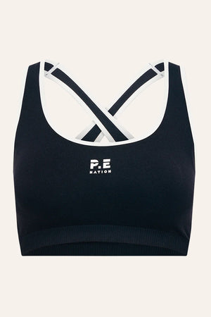 P.E Nation Adaption Seamless Sports Bra | Black / Optic White