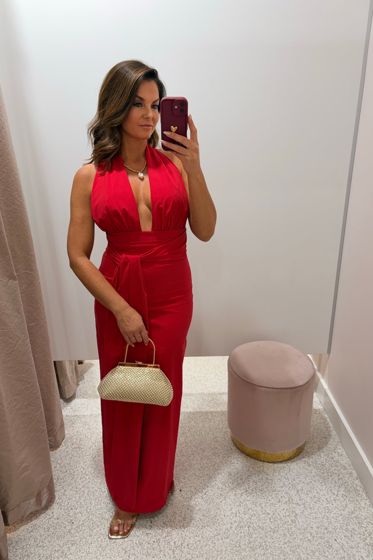 Shona Joy Campbell Halter Plunged Maxi Dress | Goji