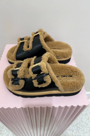 Alias Mae Saint Slide | Black/Shearling || BEST SELLER / RESTOCKED