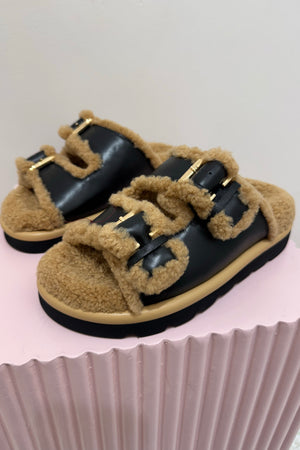 Alias Mae Saint Slide | Black/Shearling || BEST SELLER / RESTOCKED