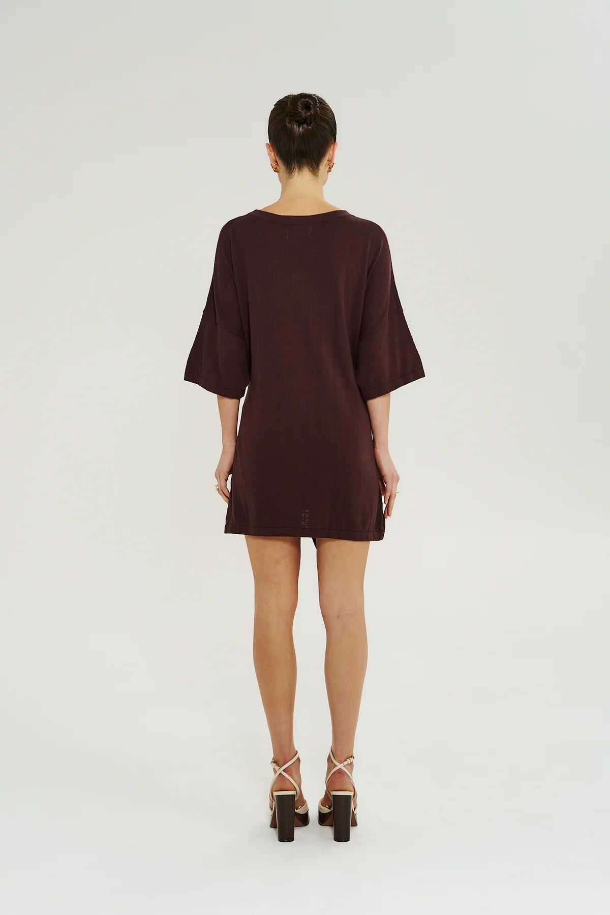 Summi Summi Knit Tie Front Dress | Chocolate