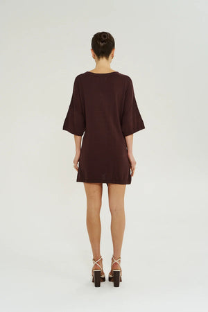 Summi Summi Knit Tie Front Dress | Chocolate