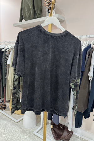 Chosen By Fifi & Annie The Camo, Camo Long Sleeve Tee | Washed Black