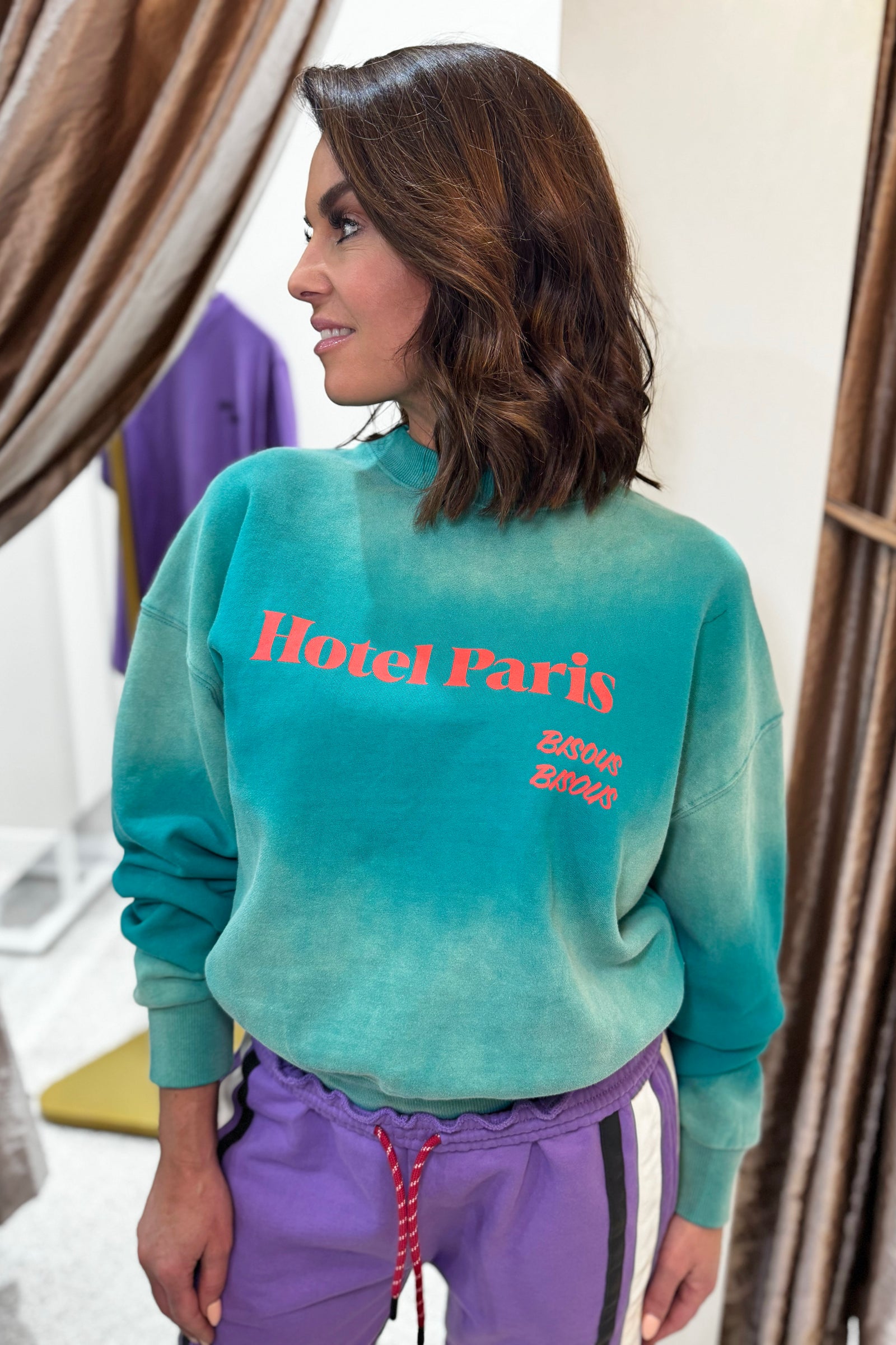 Araminta James Hotel Paris Sweatshirt | Washed Ocean Green