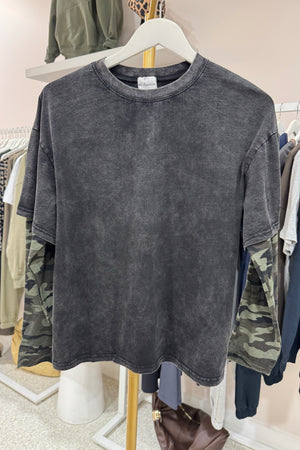 Chosen By Fifi & Annie The Camo, Camo Long Sleeve Tee | Washed Black