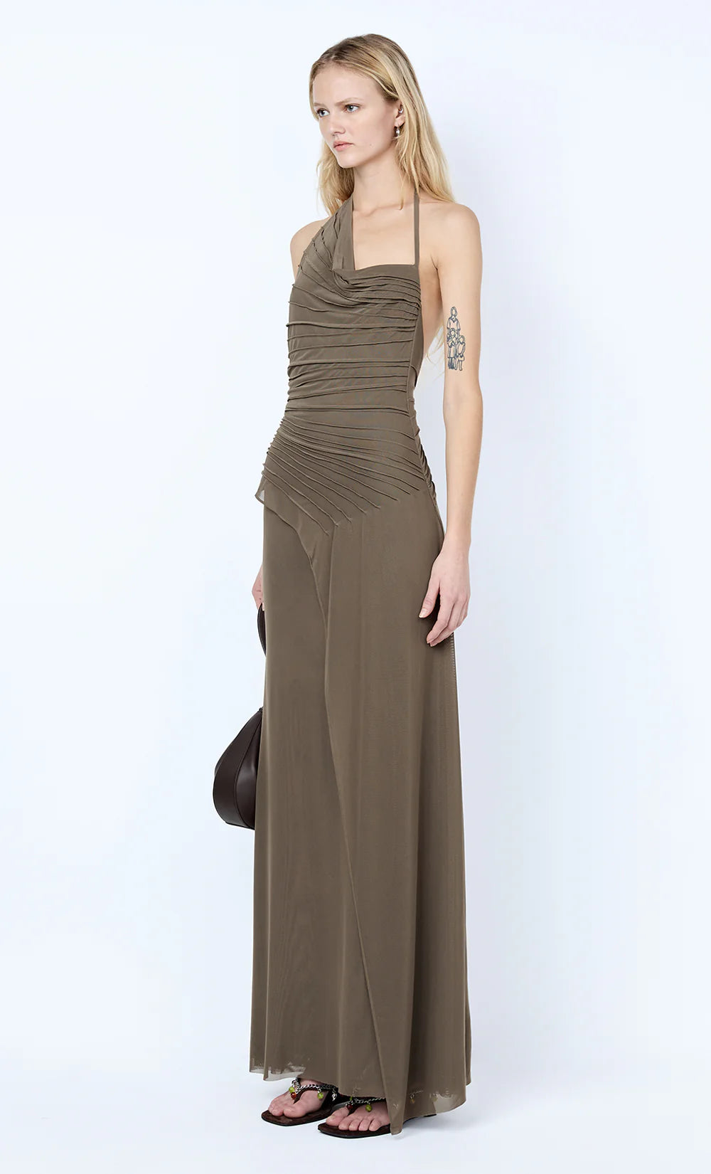 Bec + Bridge Brenna Pintuck Maxi Dress | Khaki - Fifi & Annie Bec + Bridge Brenna Pintuck Maxi Dress | Khaki - Fifi & Annie