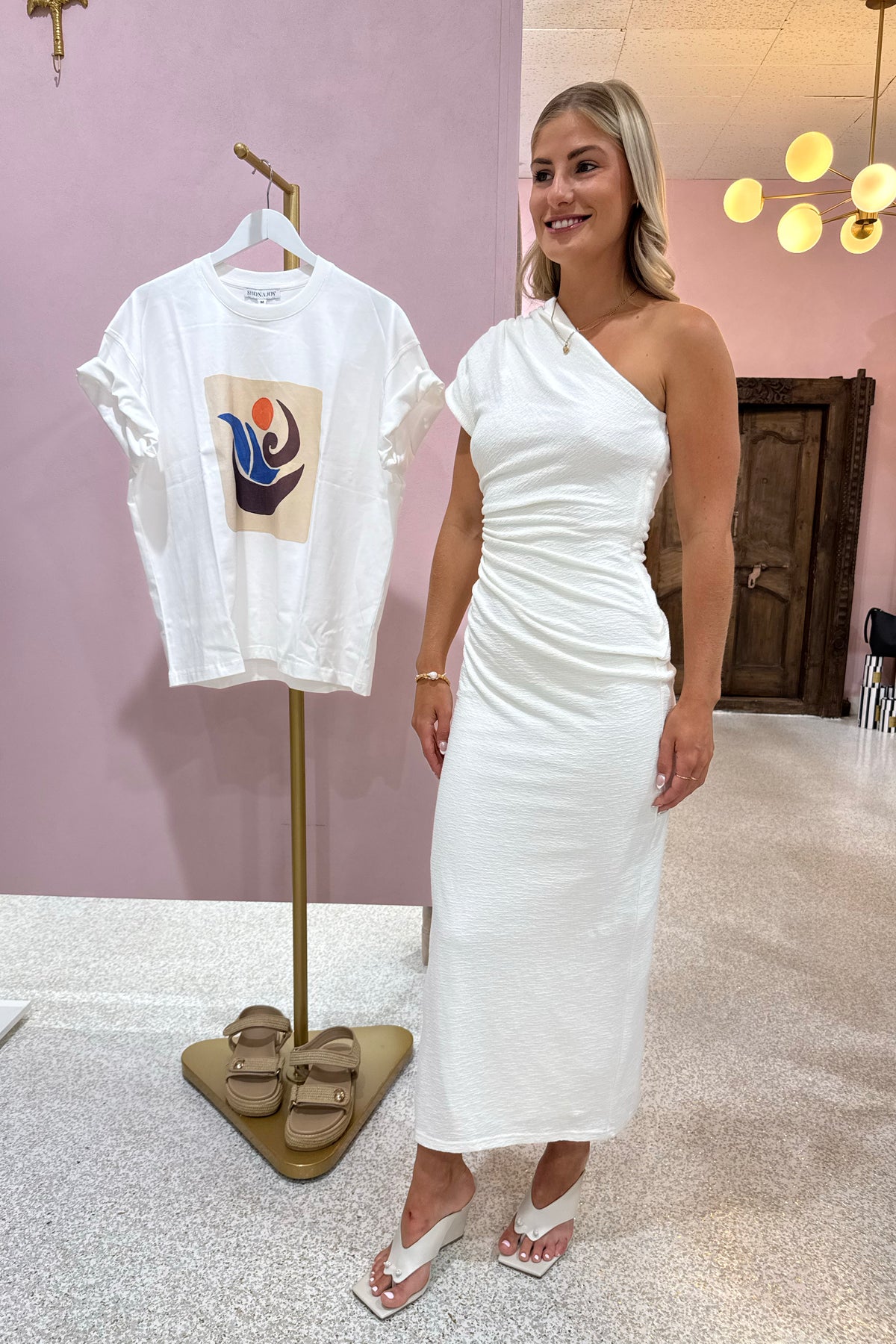 shona joy beau asymmetrical midi dress Shona Joy Beau Asymmetrical Midi Dress | Ivory