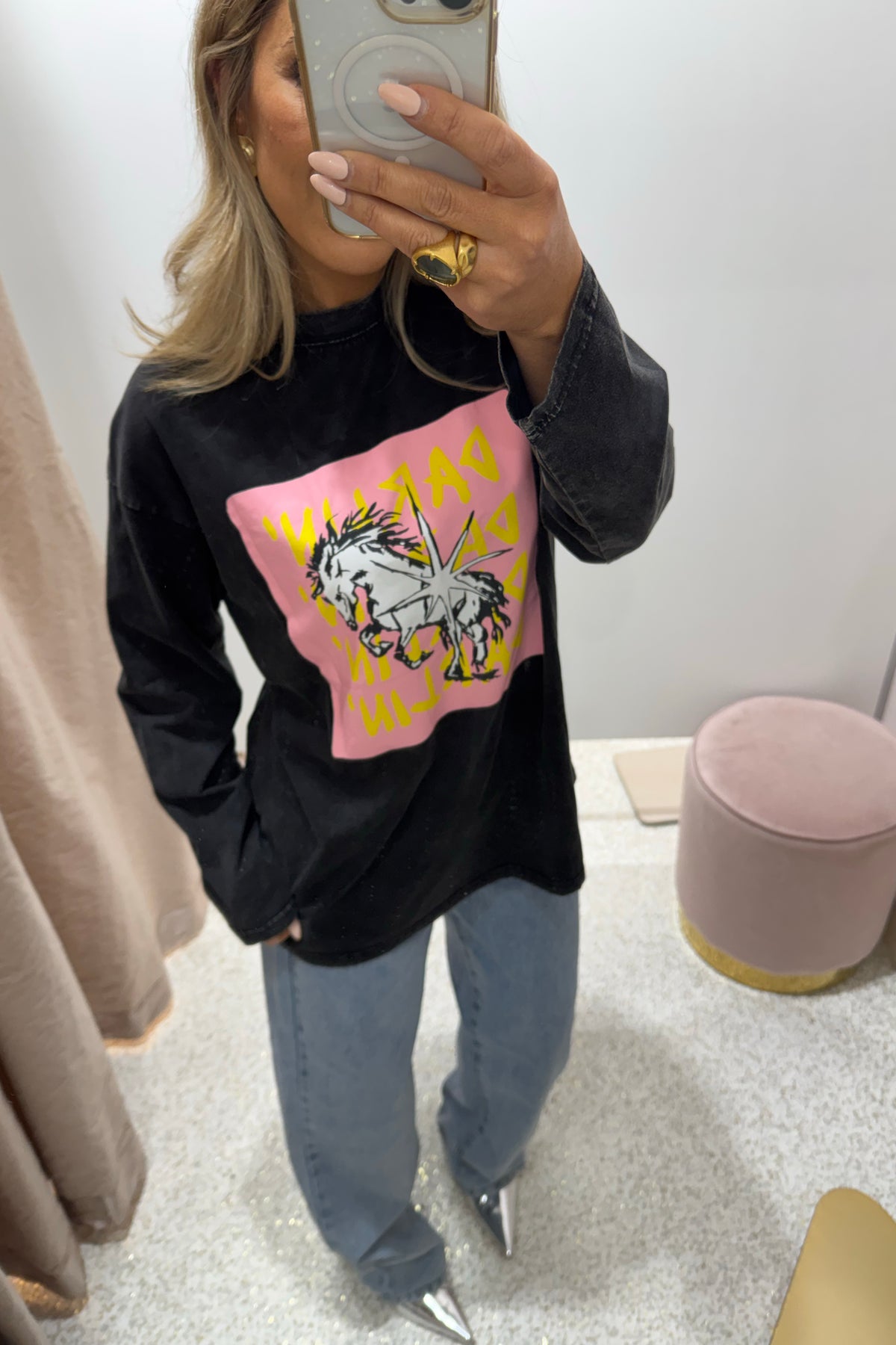 Chosen By Fifi & Annie The Electric Soul Long Sleeve Tee | Washed Black