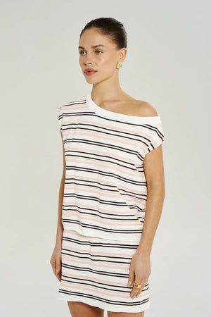 Summi Summi Knit Off Shoulder Top | Dusty Rose Stripe