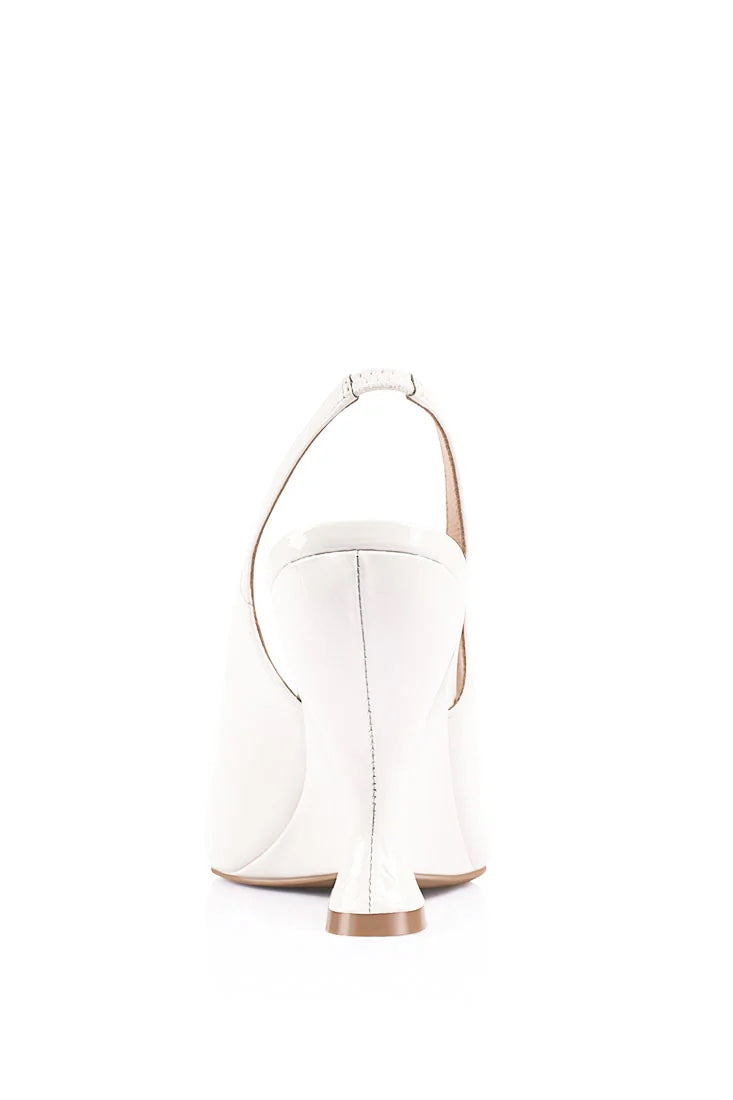 Lana Wilkinson Monique Slingback Wedge Heel | White Croc Patent