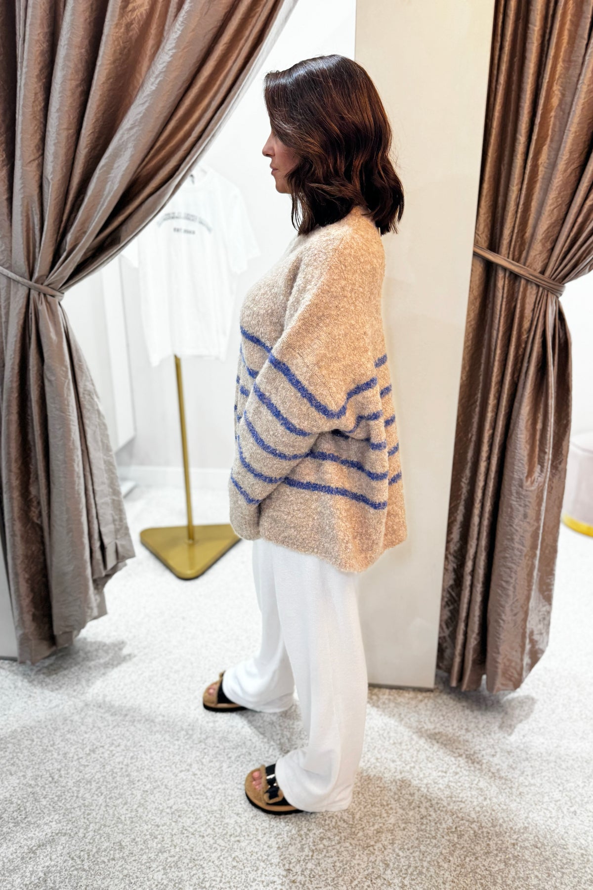 Chosen By Fifi & Annie The Billie Basic Knit Sweater | Oatmeal / Blue