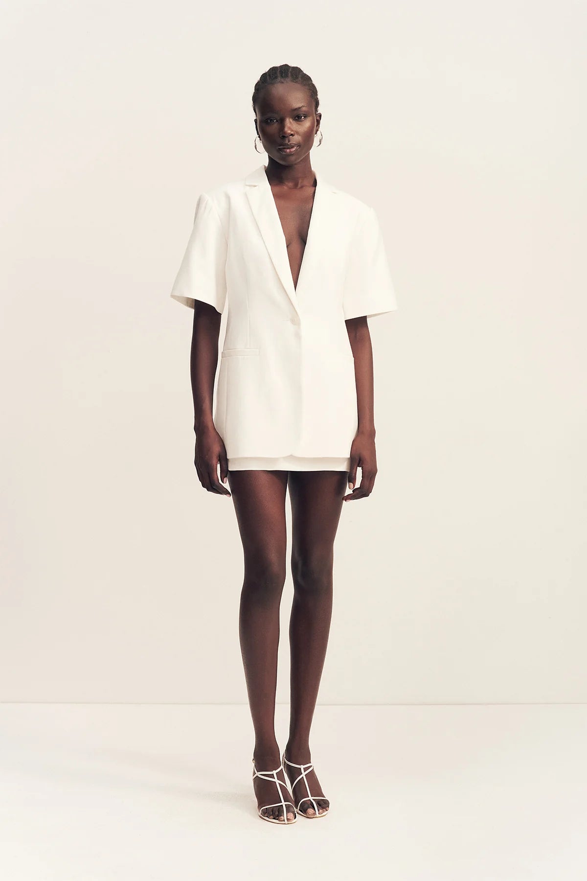 Shona Joy Felix Short Sleeve Blazer | Coconut