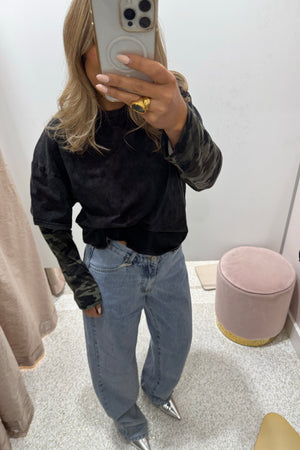 Chosen By Fifi & Annie The Camo, Camo Long Sleeve Tee | Washed Black