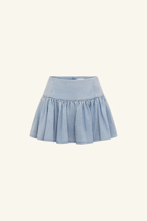 Shona Joy Ellsworth Gathered Mini Skirt | Bleached Blue